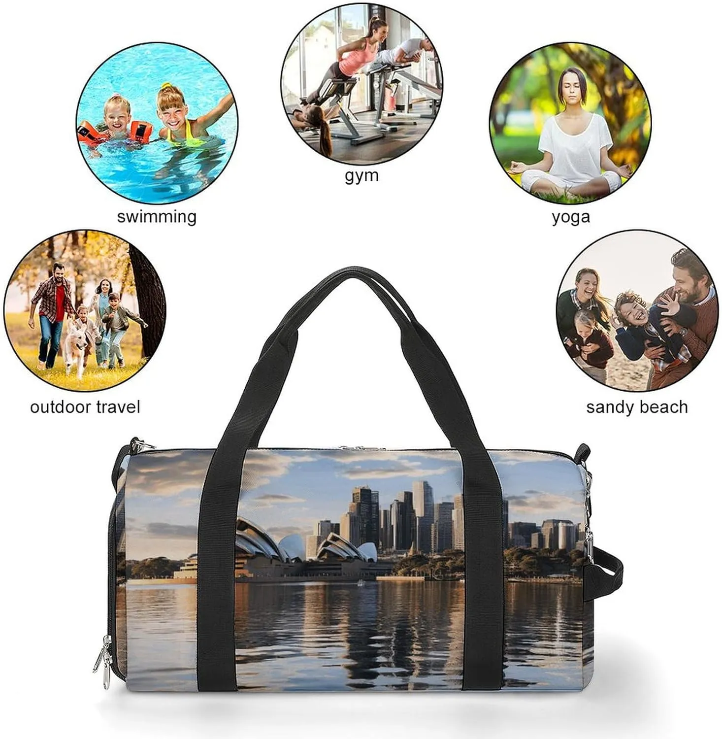 Gym Bag City Sydney Duffel Bag for Men Women Overnight Bag with Shoe Compartment Workout Bags