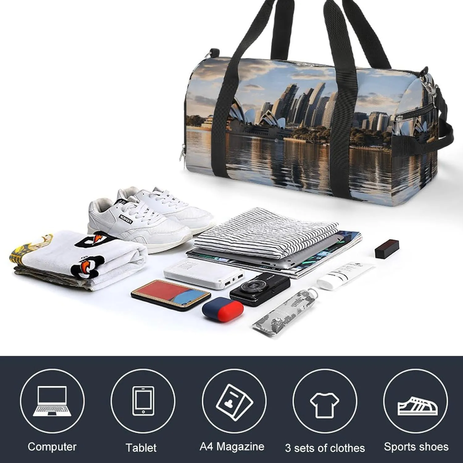 Gym Bag City Sydney Duffel Bag for Men Women Overnight Bag with Shoe Compartment Workout Bags