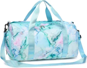 Gym Bag Sports Duffle Bag with Wet Pocket Weekender Overnight Bag with Waterproof Shoe Pouch and Air Hole for Girls Kids Women Travel Foldable Bag