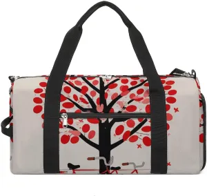 Gym Bags for Men Women Travel Duffle Bag Romantic Heart Tree And Bicycle Lightweight Carryon Gymbag Sports Bag for Travel