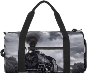 Gym Bags for Men Women Travel Duffle Bag Steam Train Clouds Lightweight Carryon Gymbag Sports Bag for Travel