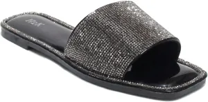 H2K Womens Glitter Bling Fancy Slide Flat Low Wedge Sparkle Sandals Shoes Dream