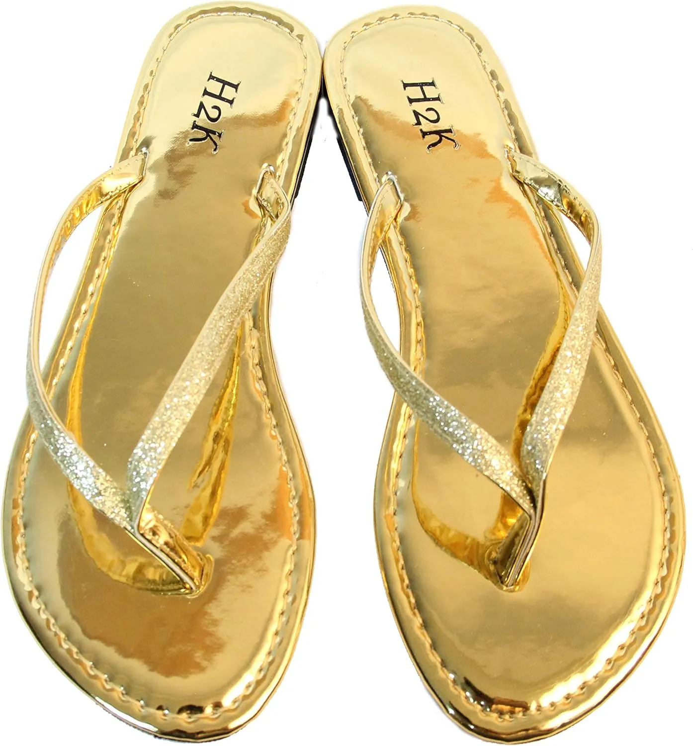 H2K Women's Glitter Flat Thong Sandal