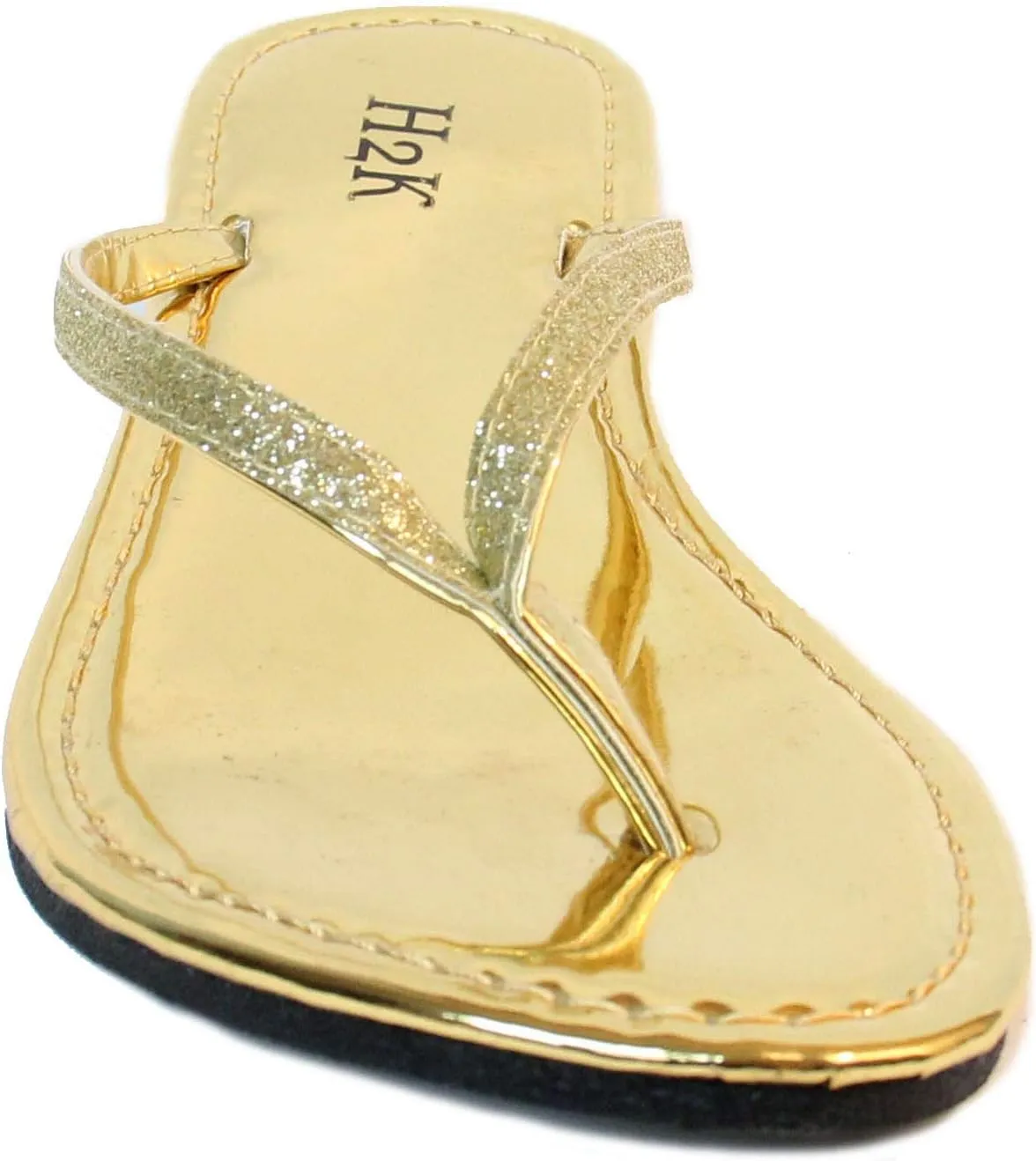 H2K Women's Glitter Flat Thong Sandal