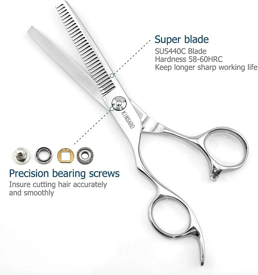 Hair Scissors left hand Thinning Scissors 6 Inch Barber Left hand Hair Thinning Shears Lefty Barber Shears KINSARO for Hairdresser Barbershop or Home Use