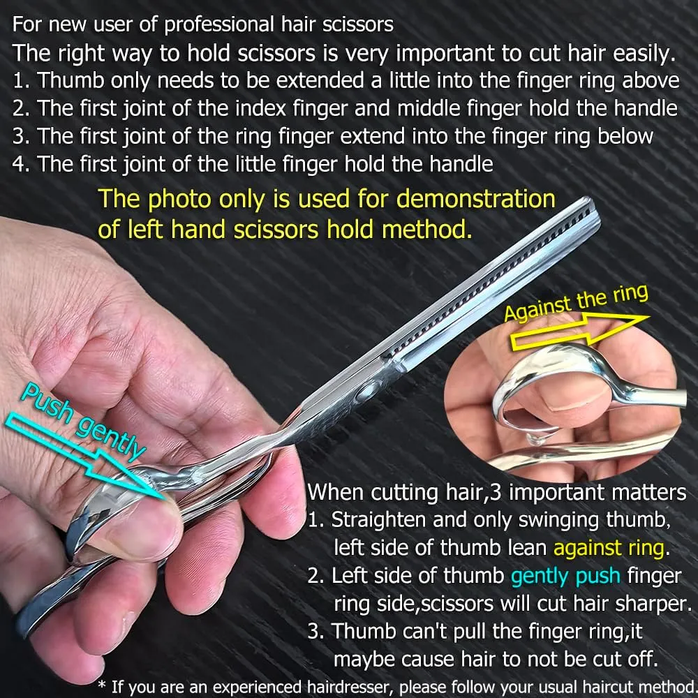 Hair Scissors left hand Thinning Scissors 6 Inch Barber Left hand Hair Thinning Shears Lefty Barber Shears KINSARO for Hairdresser Barbershop or Home Use