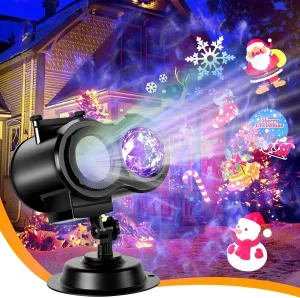 HAKUTA Halloween Christmas Projector Lights,HD Wave Ocean Effect LED Projector with 16pc Slides Patterns and Remote Control for Christmas, New Year, Birthday, Halloween, Thanksgiving Décor