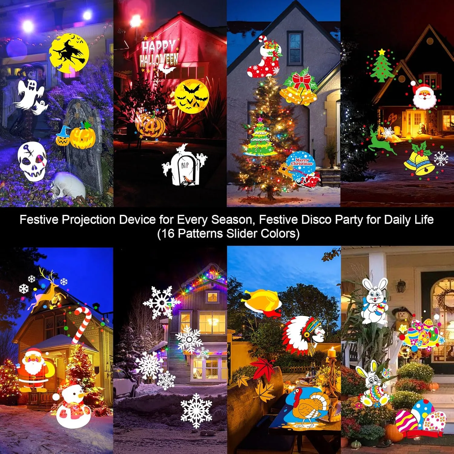 HAKUTA Halloween Christmas Projector Lights,HD Wave Ocean Effect LED Projector with 16pc Slides Patterns and Remote Control for Christmas, New Year, Birthday, Halloween, Thanksgiving Décor