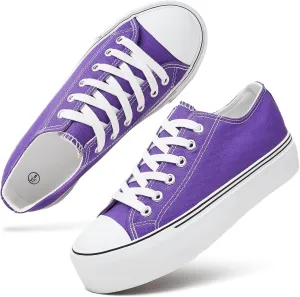 hash bubbie Platform Sneakers for Women White Platform Shoes Low Top Tennis Shoes Non Slip Black Fashion Canvas Sneakers