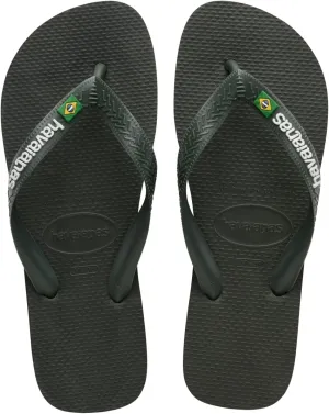 Havaianas for Men - Brazil Logo Flip Flops - Green Olive - 11/12