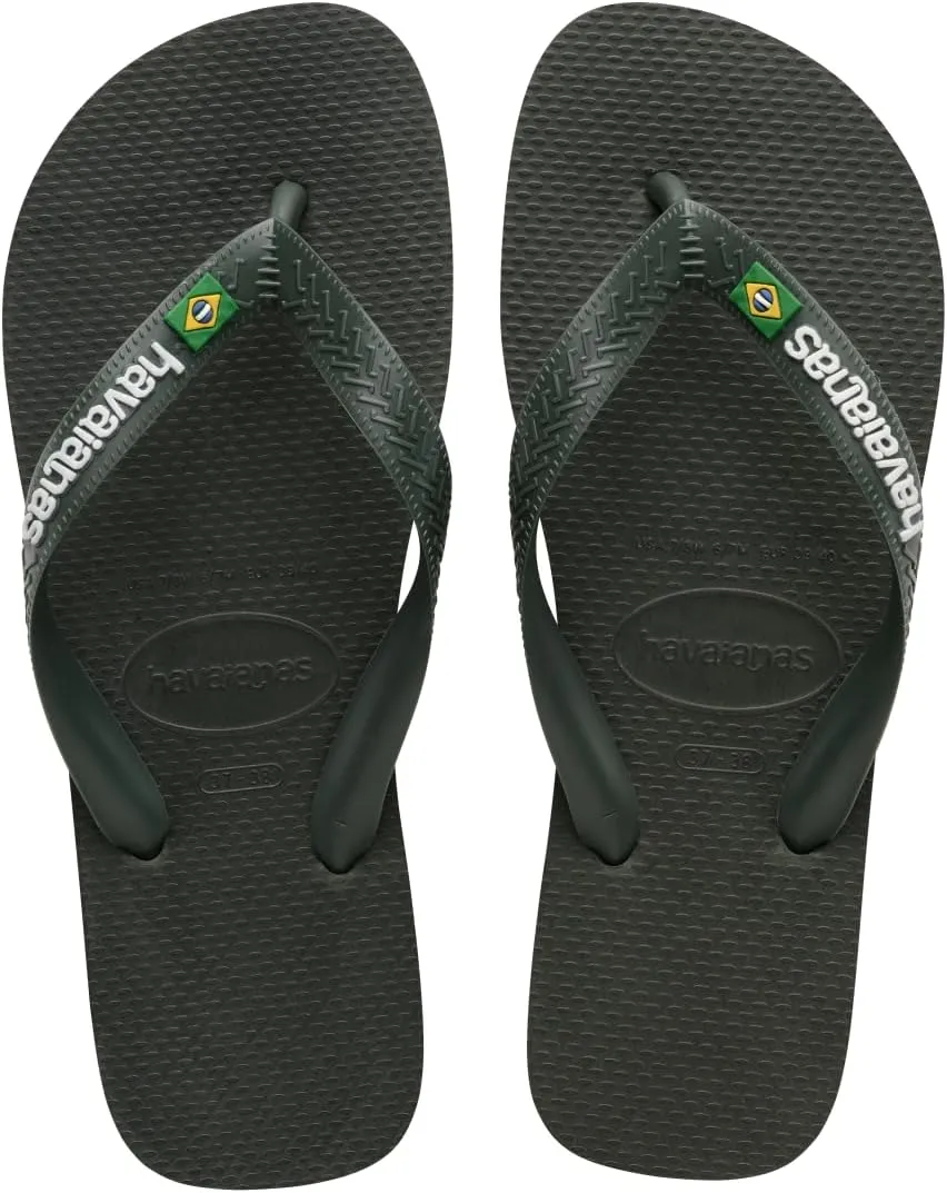 Havaianas for Men - Brazil Logo Flip Flops - Green Olive - 11/12