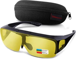 Headlight Night Vision Driving Fit Over Sunglasses with Flip Up Lens