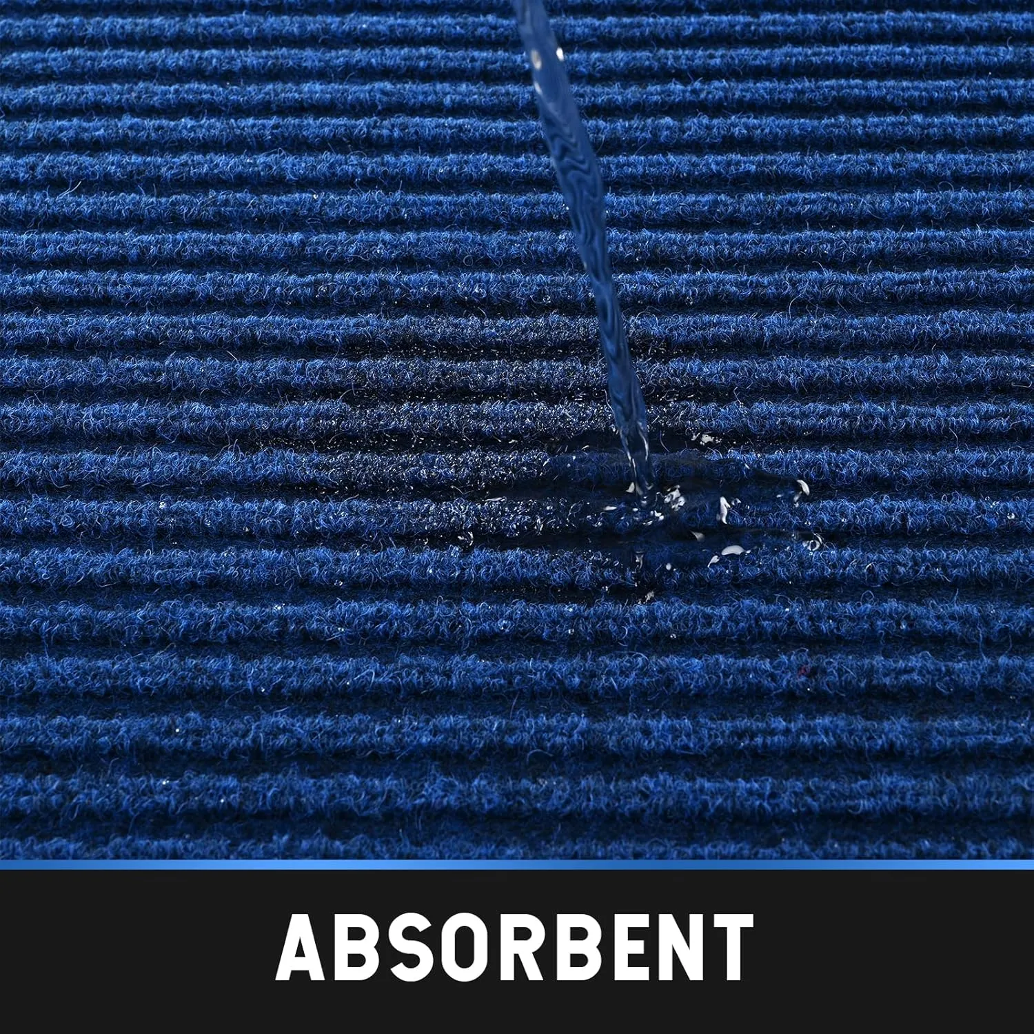 Heavy Duty Entrance Mats, Indoor and Outdoor Rubber Door Mat, Easy Clean Waterproof Anti-Slip Floor Doormat Rug, Low Profile Entrance Shoe Scraper for Entryway, Patio, Garage 47" x 31" Blue