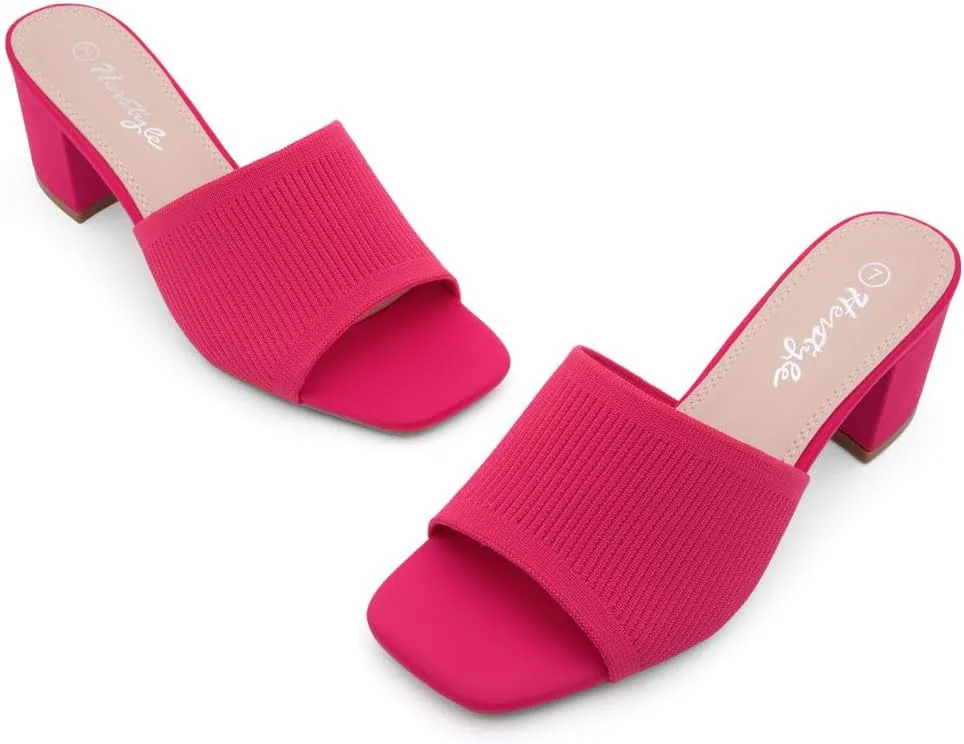 Herstyle Women's Low Heel Slip-On Heeled Mules 2025, Chunky Block Heeled Sandals & Dressy Small Heels, Square Toe | Comfortable Casual Slides for Everyday, Party & Wedding