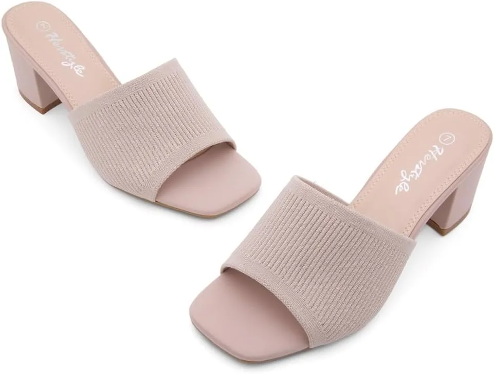 Herstyle Women's Low Heel Slip-On Heeled Mules 2025, Chunky Block Heeled Sandals & Dressy Small Heels, Square Toe | Comfortable Casual Slides for Everyday, Party & Wedding