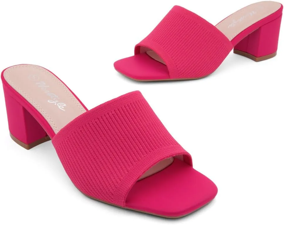 Herstyle Women's Low Heel Slip-On Heeled Mules 2025, Chunky Block Heeled Sandals & Dressy Small Heels, Square Toe | Comfortable Casual Slides for Everyday, Party & Wedding