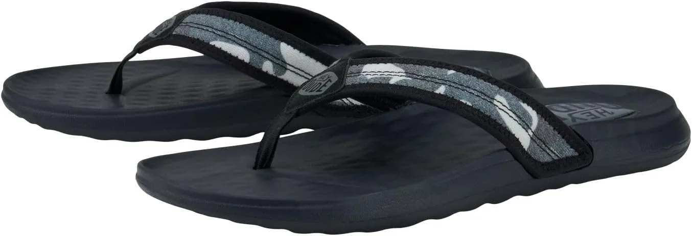 Hey Dude Men's Myers Flip Classic Black/Black | Men's Shoes | Men Slip-on Sandals | Comfortable & Light-Weight