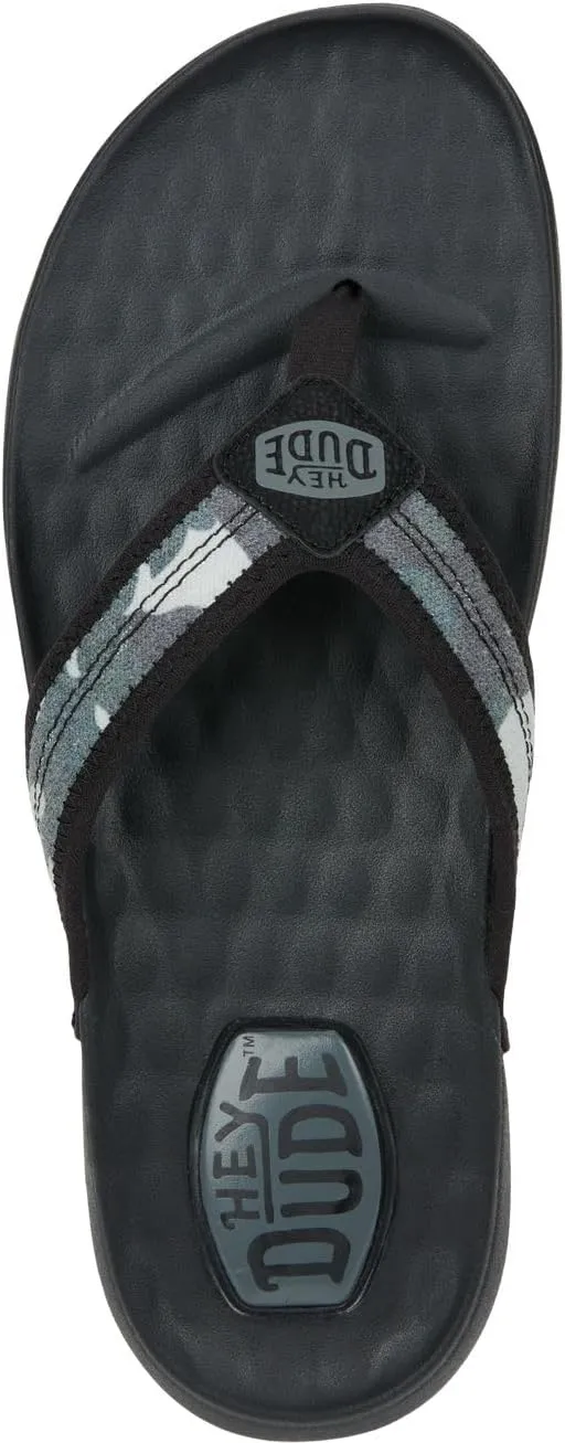 Hey Dude Men's Myers Flip Classic Black/Black | Men's Shoes | Men Slip-on Sandals | Comfortable & Light-Weight