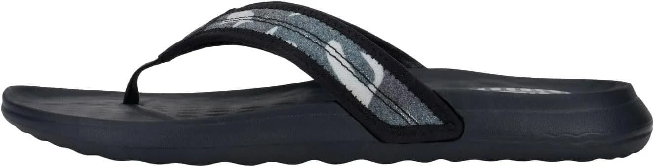 Hey Dude Men's Myers Flip Classic Black/Black | Men's Shoes | Men Slip-on Sandals | Comfortable & Light-Weight