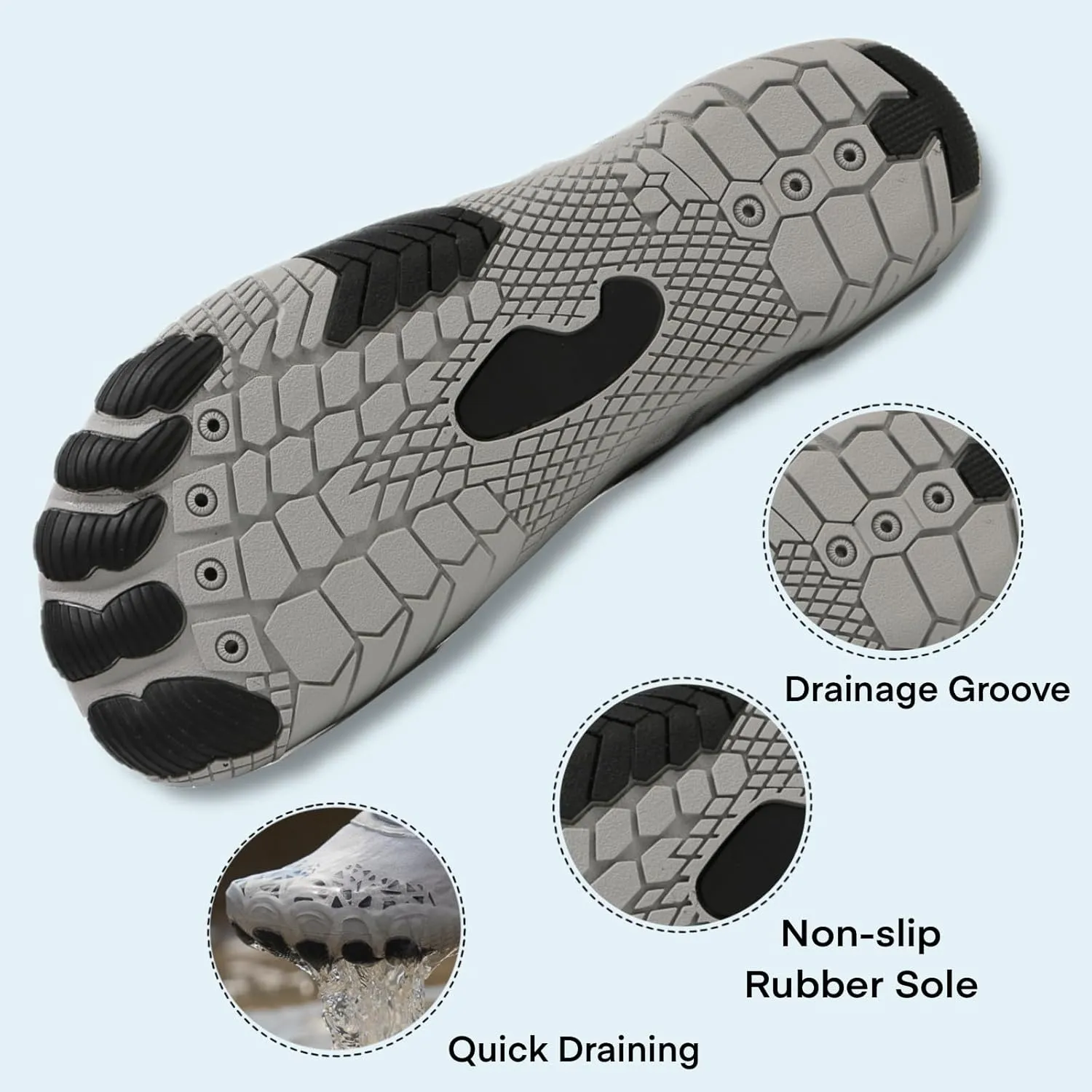 Hike Barefoot Water Shoes for Women Men, Barefoot Shoes with Wide Toe Box, Non-Slip & Quick Dry Breathable Aqua Socks for Beach Pool Aqua Swim Surf Hiking Walking Shoes