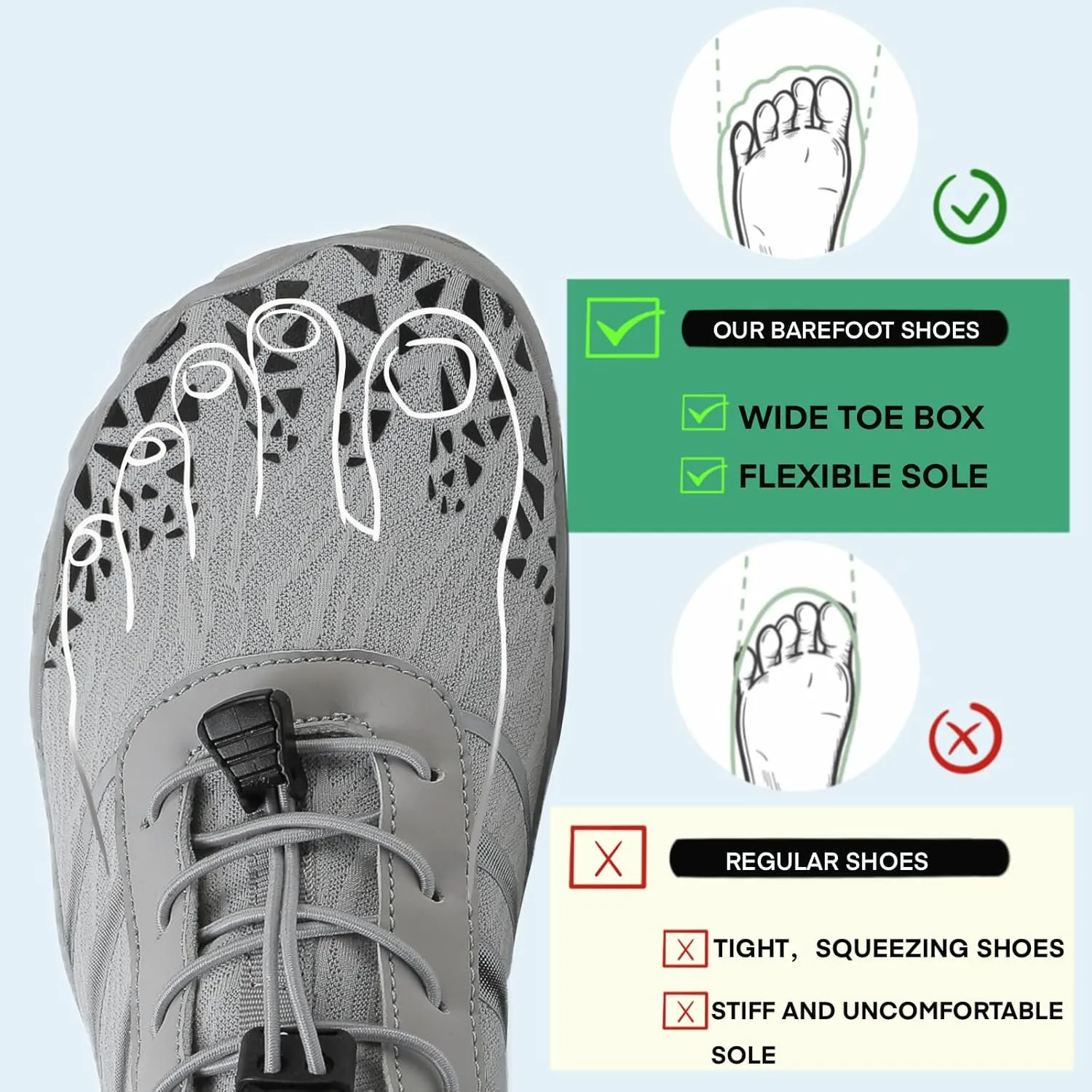 Hike Barefoot Water Shoes for Women Men, Barefoot Shoes with Wide Toe Box, Non-Slip & Quick Dry Breathable Aqua Socks for Beach Pool Aqua Swim Surf Hiking Walking Shoes