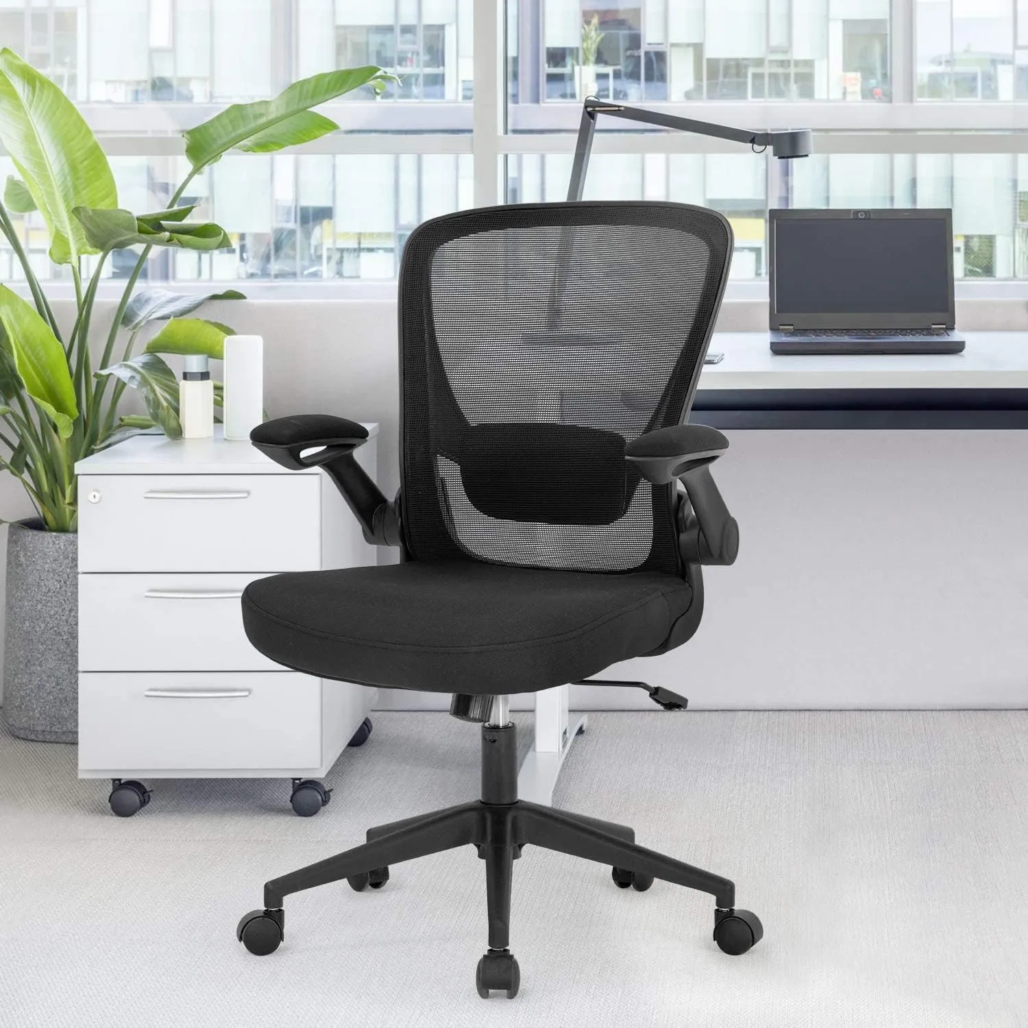 Home Office Chair Ergonomic Desk Chair Mesh Computer Chair Swivel Rolling Executive Task Chair with Lumbar Support Arms Mid Back Adjustable Chair for Men Adults, Black