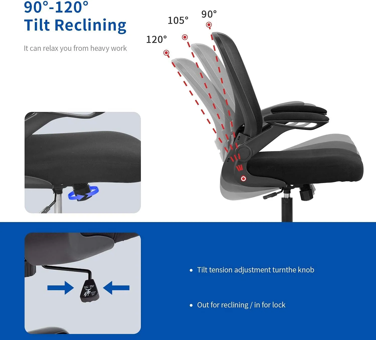 Home Office Chair Ergonomic Desk Chair Mesh Computer Chair Swivel Rolling Executive Task Chair with Lumbar Support Arms Mid Back Adjustable Chair for Men Adults, Black