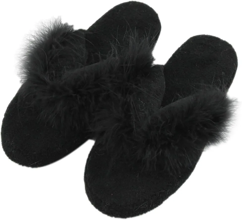 Home Slipper Women's Soft Fleece Indoor Non-Slip House Flip-Flops SPA Thong Slippers