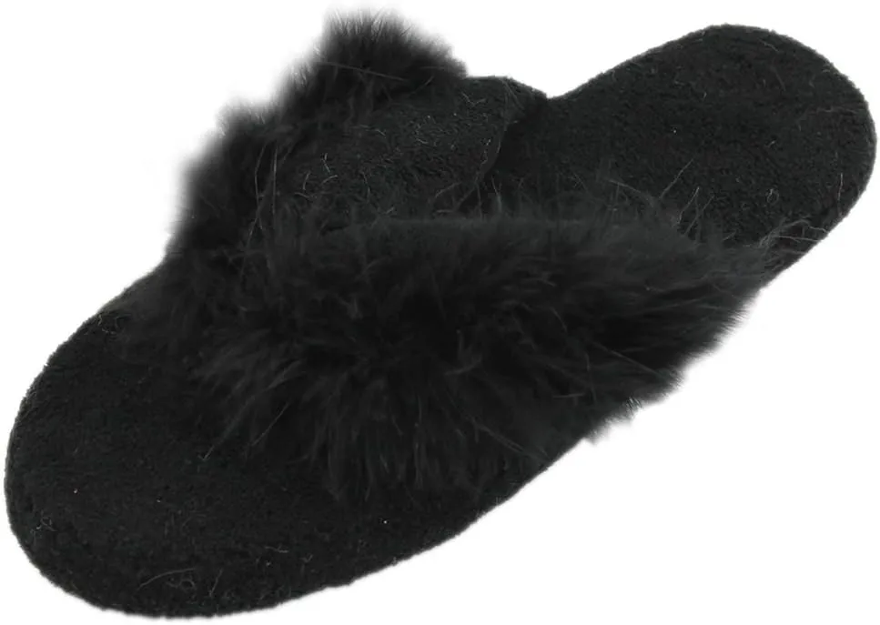 Home Slipper Women's Soft Fleece Indoor Non-Slip House Flip-Flops SPA Thong Slippers