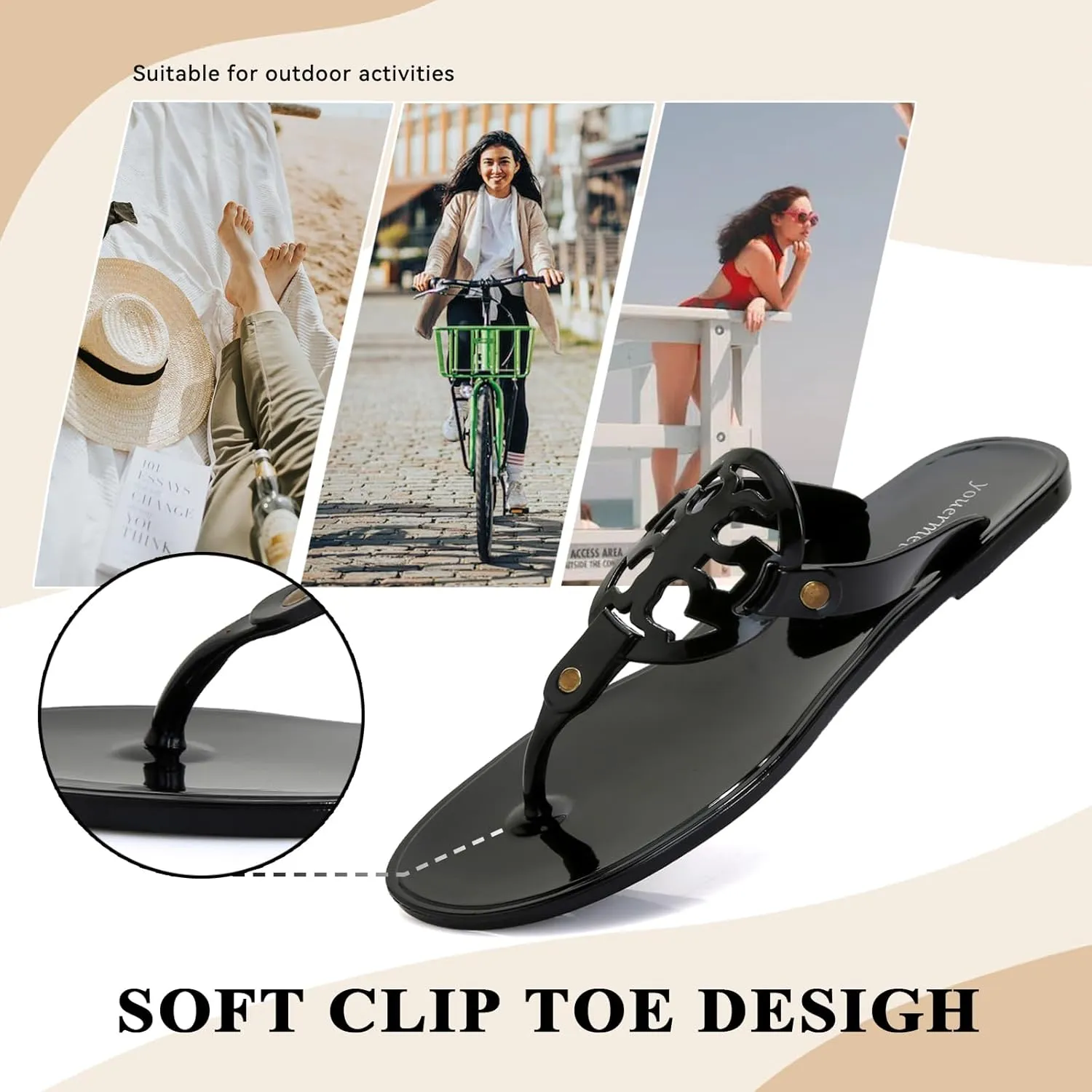 Homtechly Women's Flat Sandals Casual Flip Flop Sandals Dressy Thong Slip on Summer Flat Sandals
