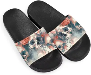 Howilath Blue Butterfly Print Summer Slide Slippers for Men Women Kid, Sunflower Colorful Tie-dye Animals House Slippers Slide Sandal Non-Slip Light Weight