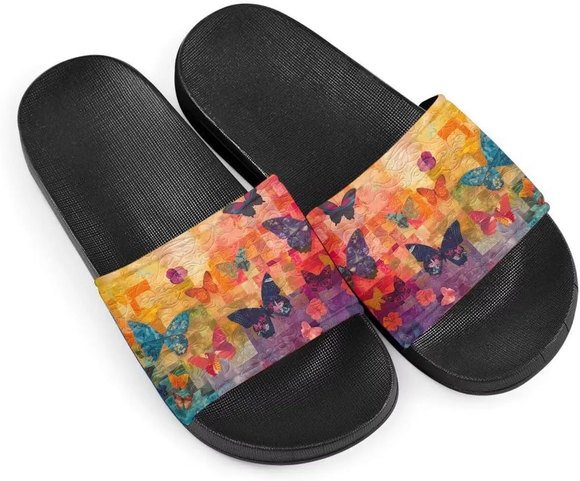 Howilath Novelty Animals Pattern Women's Slide Sandals, Casual Soft Sole Open Toe Non-Slip Single Band Slide Sandals
