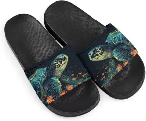 Howilath Novelty Animals Pattern Women's Slide Sandals, Casual Soft Sole Open Toe Non-Slip Single Band Slide Sandals