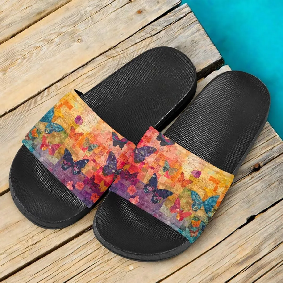 Howilath Novelty Animals Pattern Women's Slide Sandals, Casual Soft Sole Open Toe Non-Slip Single Band Slide Sandals