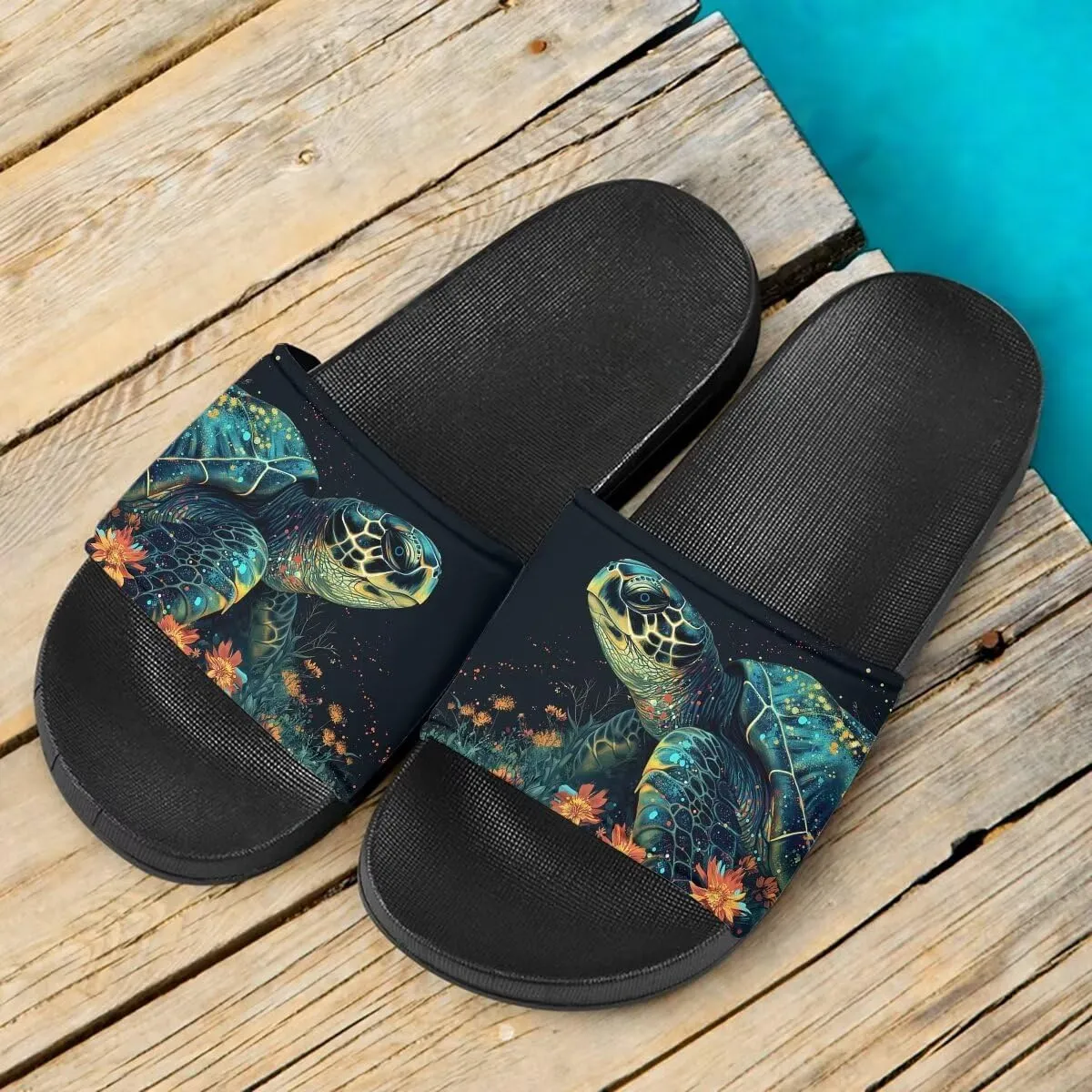 Howilath Novelty Animals Pattern Women's Slide Sandals, Casual Soft Sole Open Toe Non-Slip Single Band Slide Sandals