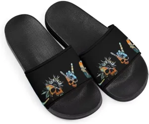 Howilath Novelty Patten Slippers for Women Men, Non-Slip Single Band Slide Sandals Open Toe Soft Sole Flat Sandals