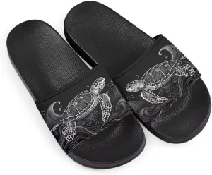 Howilath Novelty Sunflowers Pattern Slide Sandals for Women Girls, Comfotable Open Toe Non Slip Single Band Slide Sandals