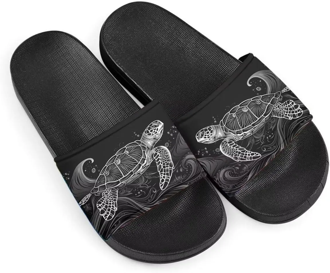 Howilath Novelty Sunflowers Pattern Slide Sandals for Women Girls, Comfotable Open Toe Non Slip Single Band Slide Sandals
