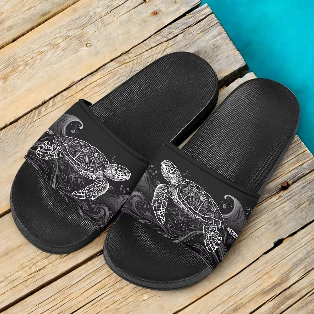 Howilath Novelty Sunflowers Pattern Slide Sandals for Women Girls, Comfotable Open Toe Non Slip Single Band Slide Sandals