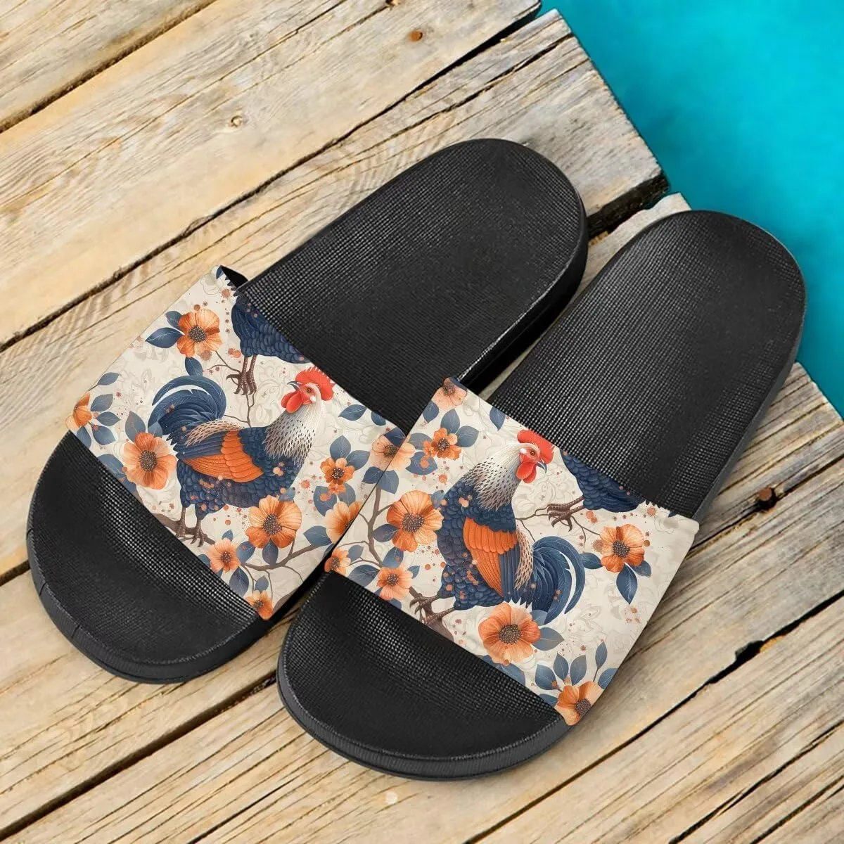 Howilath Women's Casual Slide Sandals, Cartoon Animals Print Comfortable Soft Sole Non-Slip Open Toe EVA Flat Sandals
