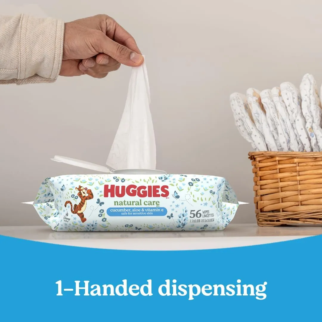 Huggies Natural Care Cucumber, Aloe and Vitamin E Baby Wipes, Hypoallergenic, Scented, 15 Flip-Top Packs (960 Wipes Total), Packaging May Vary