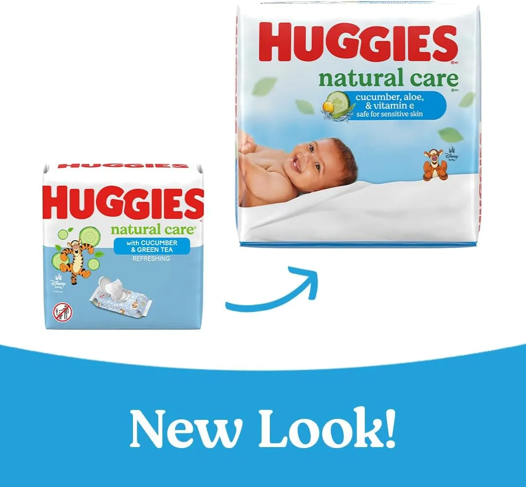 Huggies Natural Care Cucumber, Aloe and Vitamin E Baby Wipes, Hypoallergenic, Scented, 15 Flip-Top Packs (960 Wipes Total), Packaging May Vary
