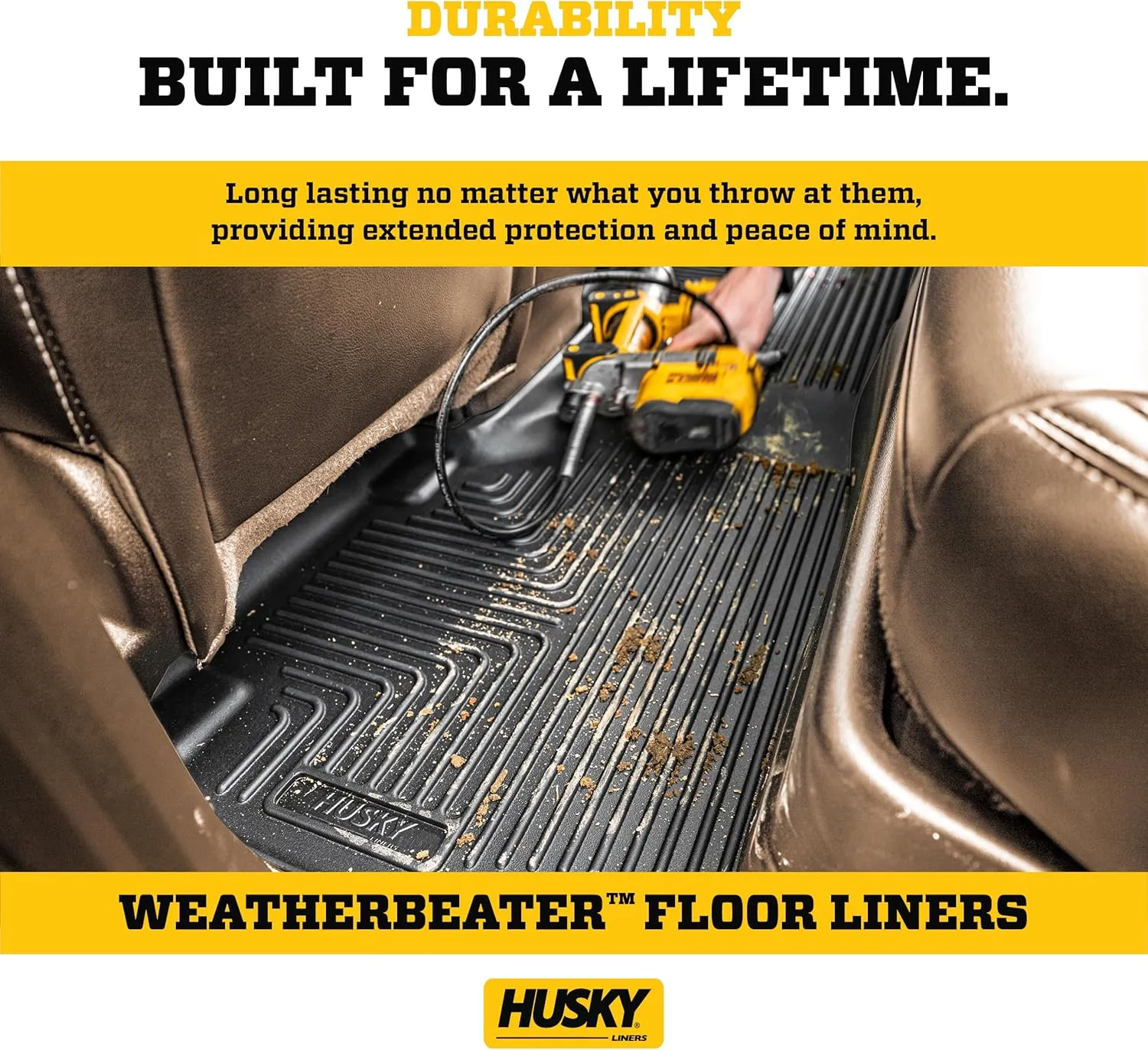 Husky Liners Weatherbeater Floor Mats | Fits 2002-2008 Ram 1500 Crew Cab; 2003-2009 Ram 2500/3500 Crew Cab | Front & 2nd Row, 3-pc Tan - 98033