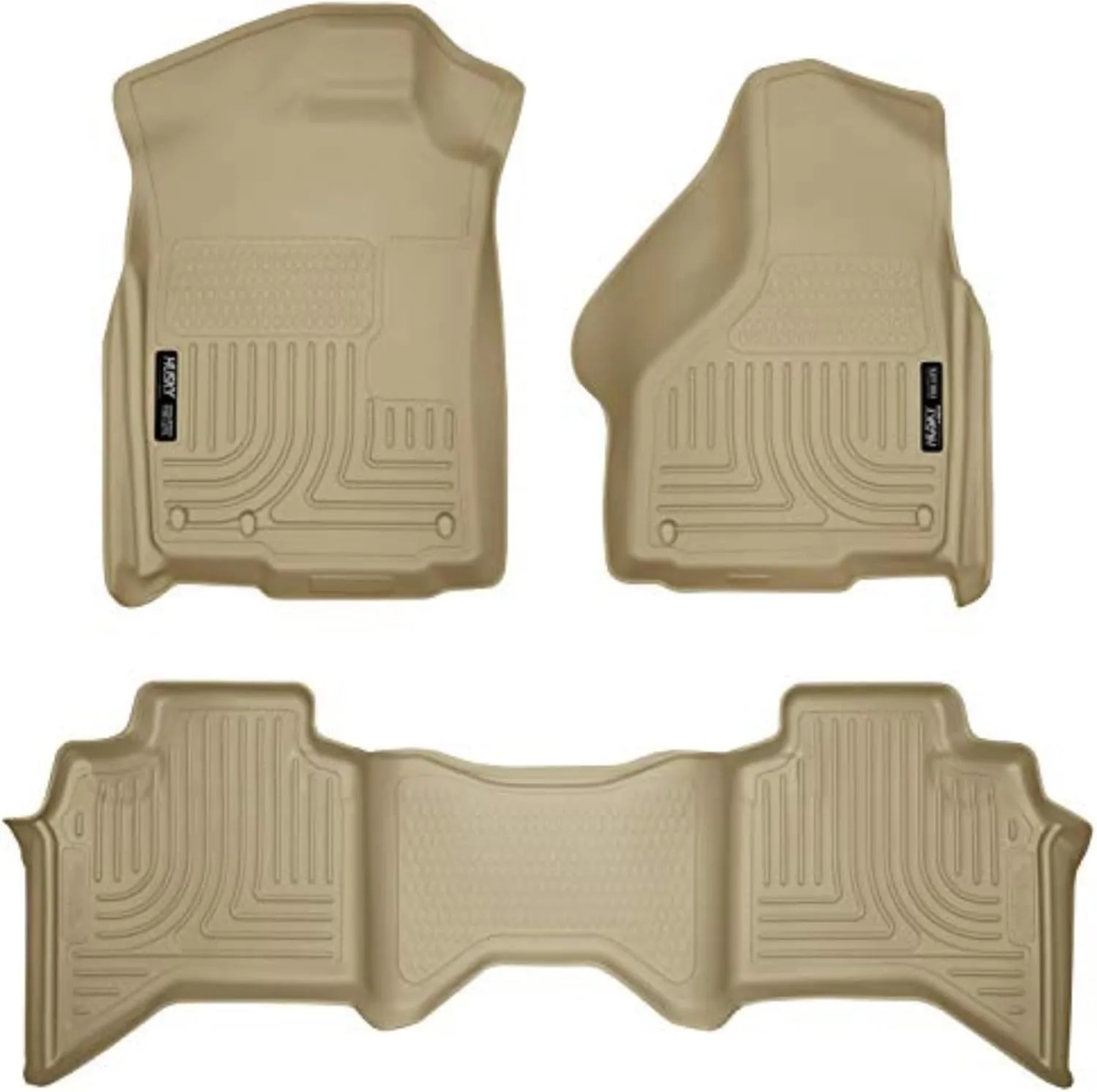 Husky Liners Weatherbeater Floor Mats | Fits 2002-2008 Ram 1500 Crew Cab; 2003-2009 Ram 2500/3500 Crew Cab | Front & 2nd Row, 3-pc Tan - 98033