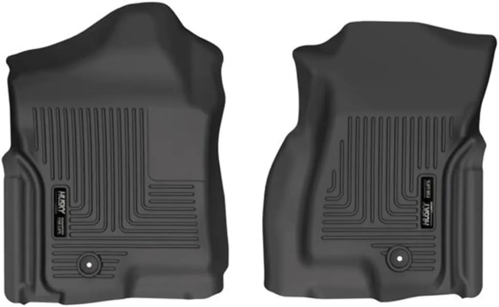 Husky Liners Weatherbeater Floor Mats | Fits 2007 Chevrolet Silverado & GMC Sierra 1500, 2500, 3500 (Classic Body Only) Crew & Ext Cab (Additional Fitments Included) | Front Row, 2-pc Black - 13241