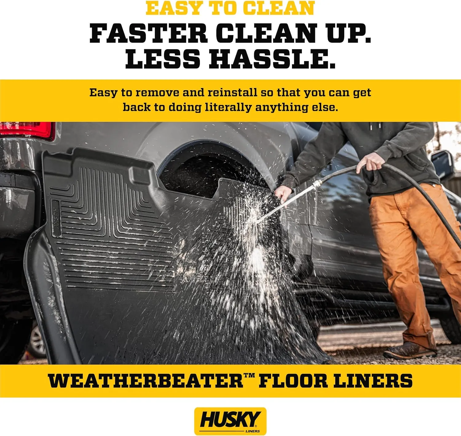 Husky Liners Weatherbeater Floor Mats | Fits 2009-2024 Ram 1500 (19-24 Classic Body only); 2010-2018 Ram 2500/3500 (Crew Cab/Mega Cab) | Front Row, 2-pc Black - 18001