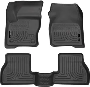 Husky Liners Weatherbeater Floor Mats | Fits 2012-2015 Ford Focus | Front & 2nd Row, 3-pc Black - 98771