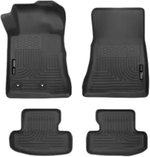 Husky Liners Weatherbeater Floor Mats | Fits 2015-2024 Ford Mustang | Front & 2nd Row, 3-pc Black - 99371