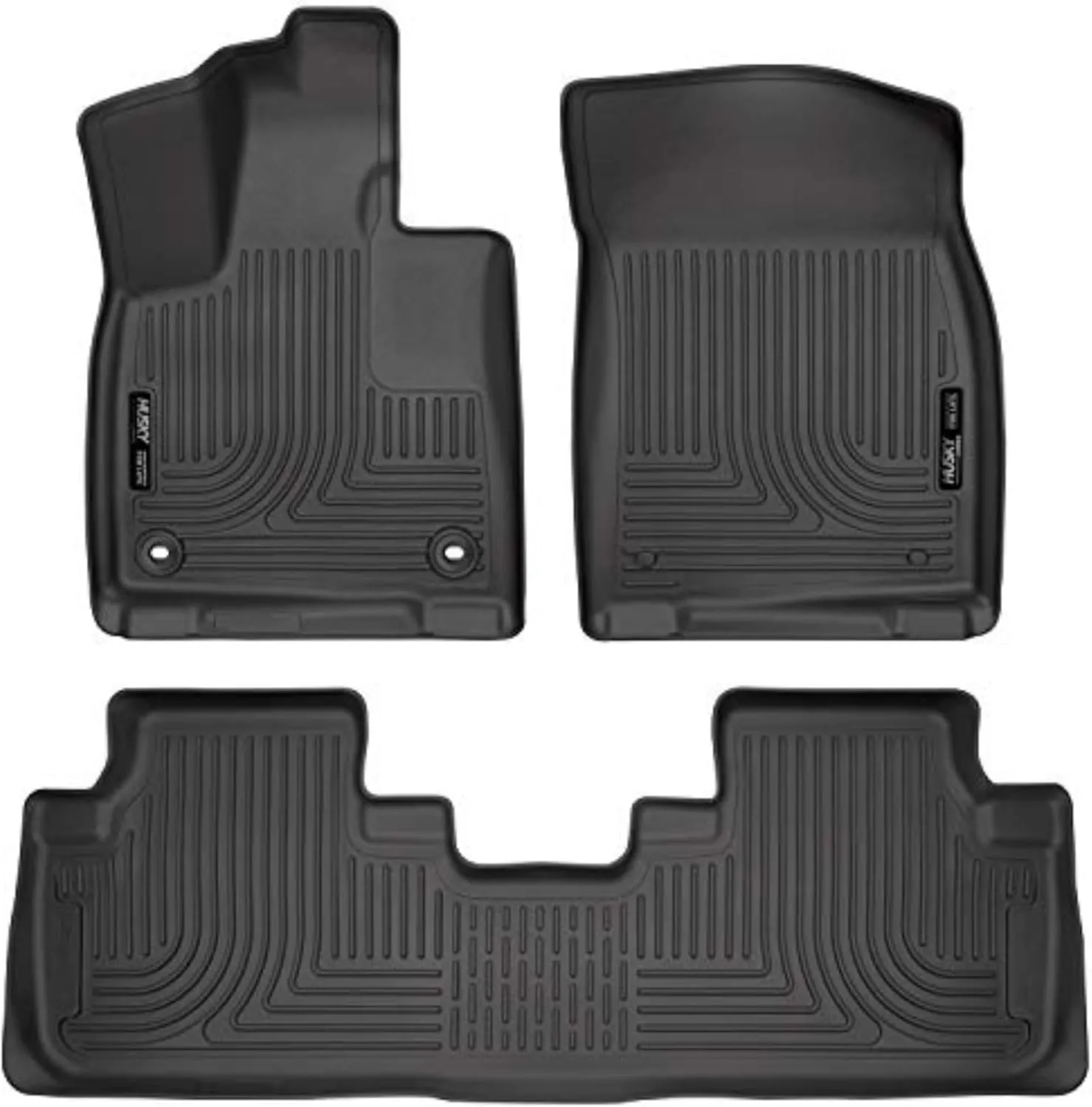 Husky Liners Weatherbeater Floor Mats | Fits 2016 - 2022 Lexus RX350 & Lexus RX450H; 2018 - 2022 Lexus RX350L & Lexus RX450HL | Front & 2nd Row, 3-pc Black - 99651