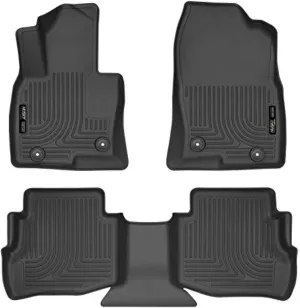 Husky Liners Weatherbeater Floor Mats | Fits 2016 - 2023 Mazda CX-9 | Front & 2nd Row, 3-pc Black - 95611